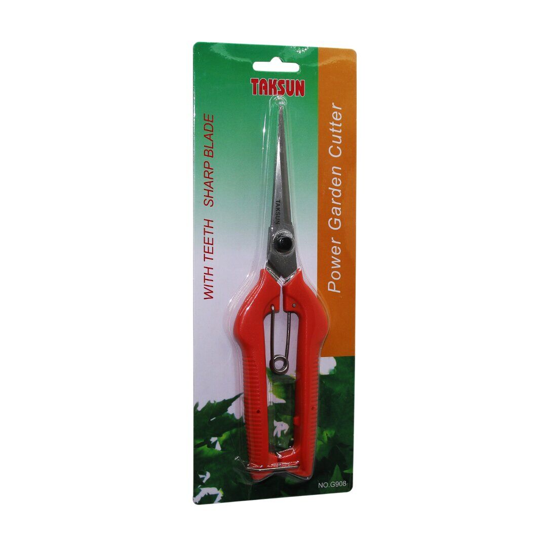 TAKSUN G-908 ( İNCE AĞIZ ) ( 8½'' ) ( METAL ) BAĞ MAKASI ( RENKLİ PLASTİK SAPLI )*12X12