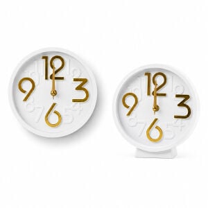GALAXY MS-501 ( KABARTMA & GOLD RAKAM & SESSİZ AKAR ) ( PİLLİ ) YUVARLAK ( UZUNLUK : 17CM& KALINLIK : 4CM ) MASA & DUVAR SAAT*20=K