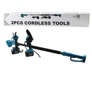 BN-5 CORDLESS TOOLS LTJ-6A ZZ-01 (2 PCS SET) (6'') (BUDAMA DAL KESME TESTERE=ŞARJLI--YAĞSIZ & ZİNCİRLİ + ŞARJLI BAĞ MAKASI ) TELESKOPİK UZAYAN METAL SAP=120--195CM*6