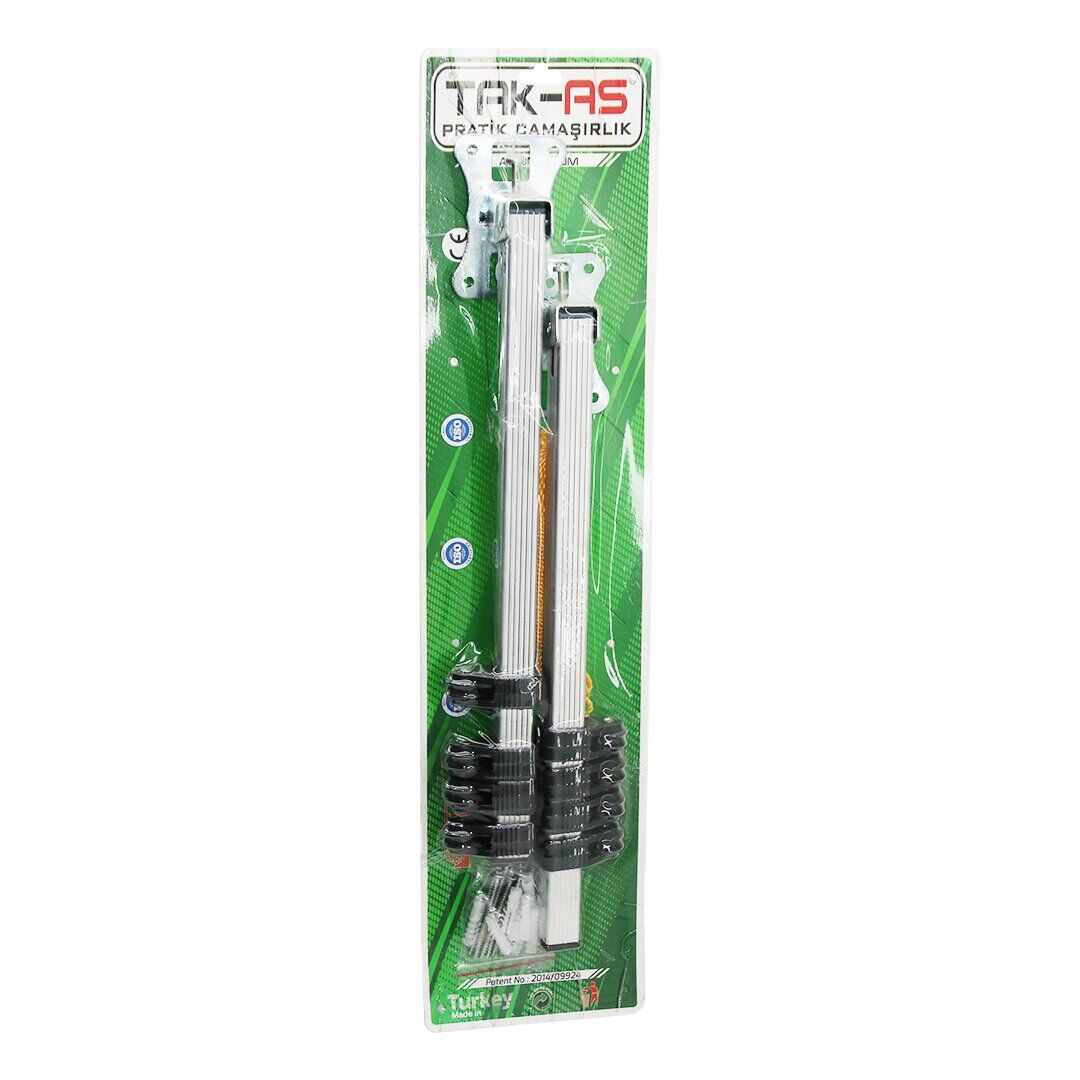 TAK-AS İPSAN TKS-01 ( DUVARA MONTE ) ( KATLANIR ) ( MAKARALI ) PRATİK ÇAMAŞIR ASKISI*20