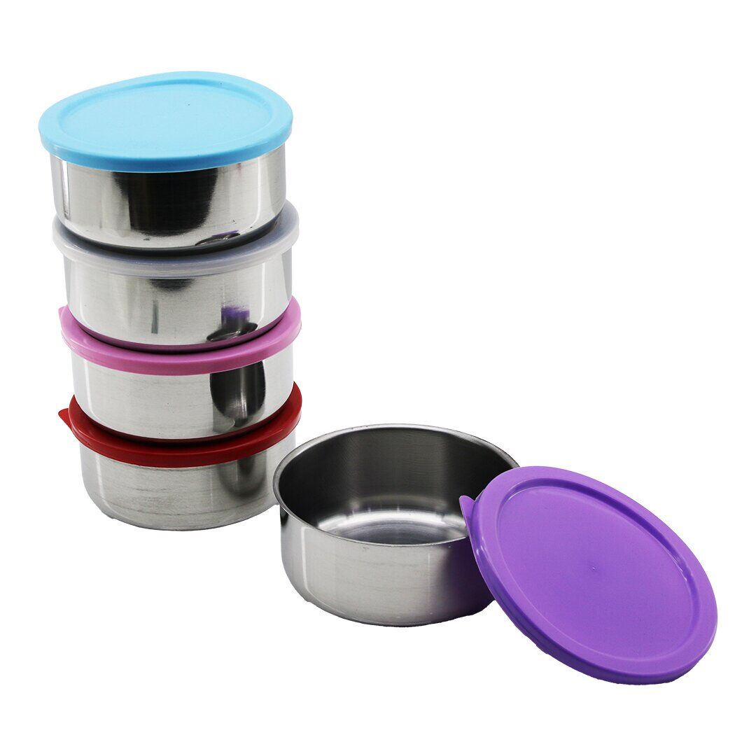 İBİCO K22-010 ( 14CM ) ( ÇELİK ) SAKLAMA KABI ( RENKLİ & ŞEFFAF PLASTİK KAPAK )*50