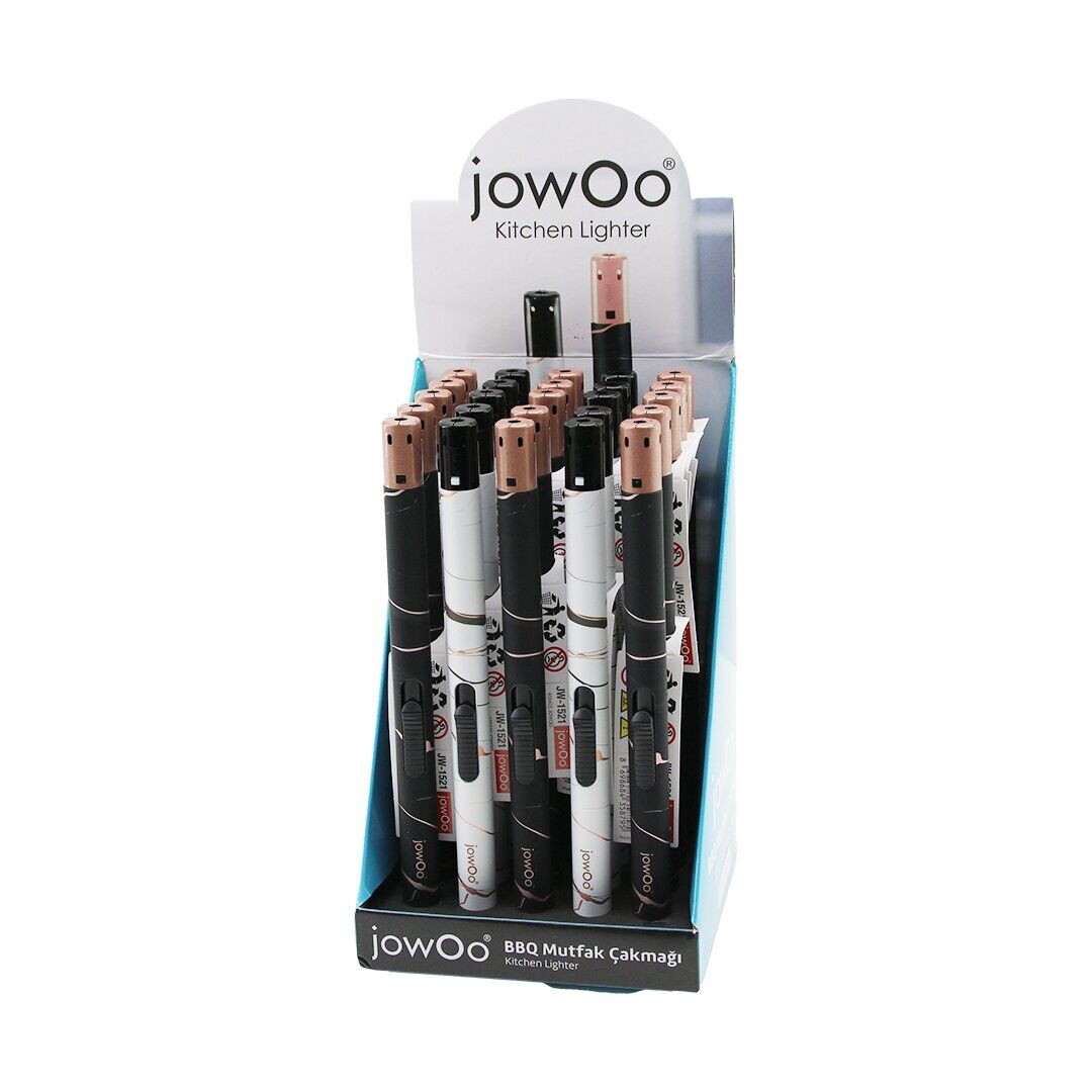 JOWOO BBQ JW-1521 -430425 ( DALGALI DESENLİ RENKLİ ) MUTFAK ÇAKMAK ( KALEM MODELİ ) ( İTMELİ ATEŞLEME )*25X12