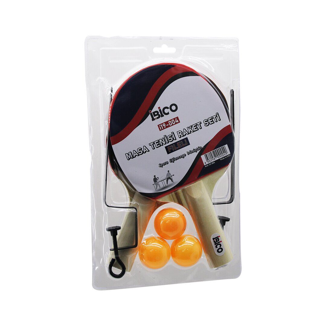 İBİCO İ19-004 ( MASA TENİSİ ) ( FİLELİ ) PİNPON  RAKET SETİ ( 2PCS RAKET & 3PCS TOP & 1PCS FİLE - AYAK )*60
