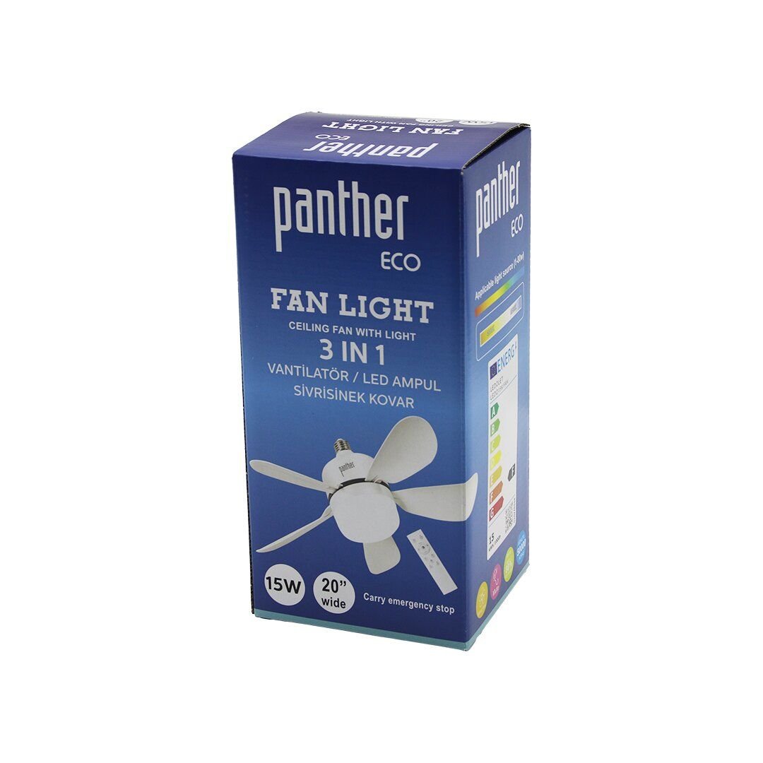 PSF YENİİ PANTHER ECO (3İN1) (VANTİLATÖR & LED AMPUL & S.SİNEK KOVAR) (KUMANDALI) (20'') (15W) (3-KADEME HIZ) (18X52CM)(BRKT-137252)*40