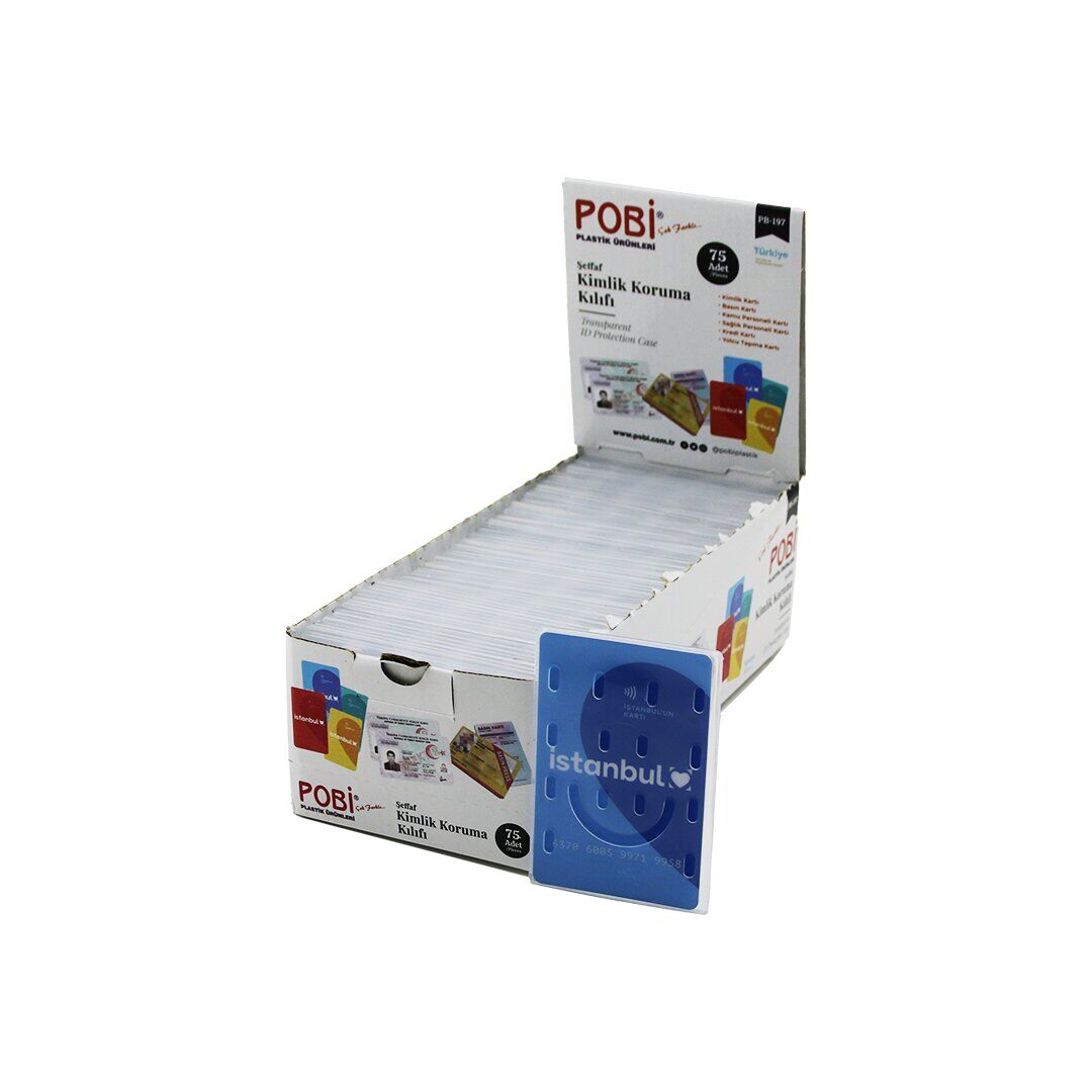 POBİ PB-197 LÜKS ŞEFFAF KİMLİK KORUMALIK KABI*75X1