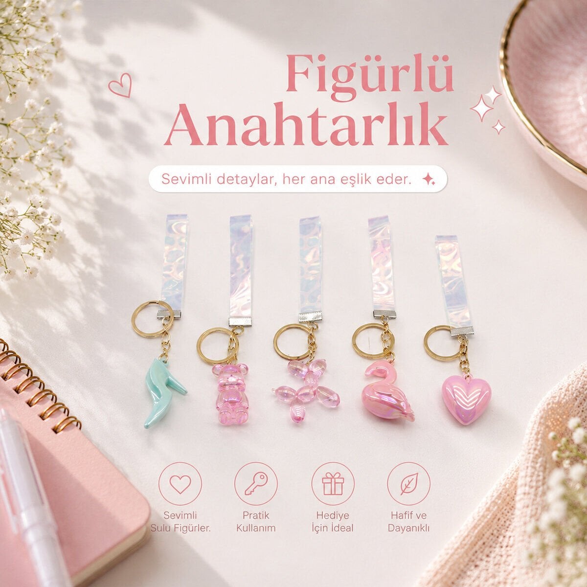 FASHION ACCESSORY K-6073 FİGÜRLÜ ANAHTARLIK ( MİX = DESEN & RENK )*12X60