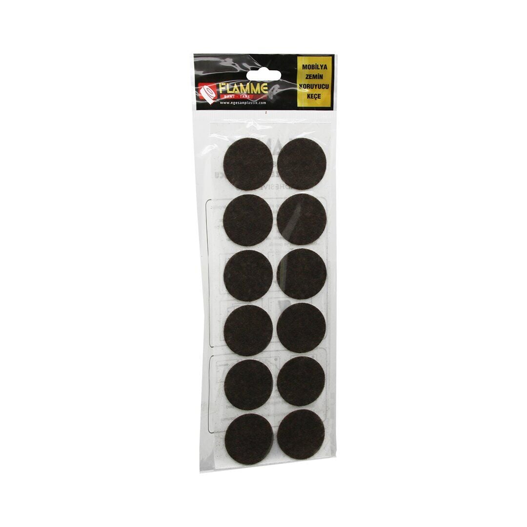 FLAMME-0015 ( 38MM ) ( YUVARLAK ) ( 12PCS ) ( ZEMİN KORUYUCU ) MOBİLYA KEÇESİ ( YAPIŞKANLI MONTAJ )*25X36