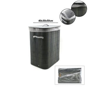 İBİCO İ21-103 ( GRİ ) ( DİKDÖRTGEN ) ( 40X30CM & Y:60CM ) ( BAMBU AHŞAP ) KİRLİ ÇAMAŞIR SEPETİ ( SEYYAR KAPAKLI ) ( KUMAŞ ÇANTALI ) ( İP KULPLU )*12