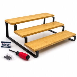 İBİCO İ13-130 ( 3 BASAMAKLI ) ( AHŞAP & BAMBU ) TEZGAH ÜSTÜ BAHARATLIK & DÜZENLEYİCİ STAND ( 29.5X23.5X10.5CM )*36