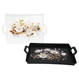 HARMONY TİME AS-149 HMN-580 ERCİYES ÇİÇEK DESEN PLASTİK ( DİKDÖRTGEN ) TEPSİ ( 40X31CM )*12=K