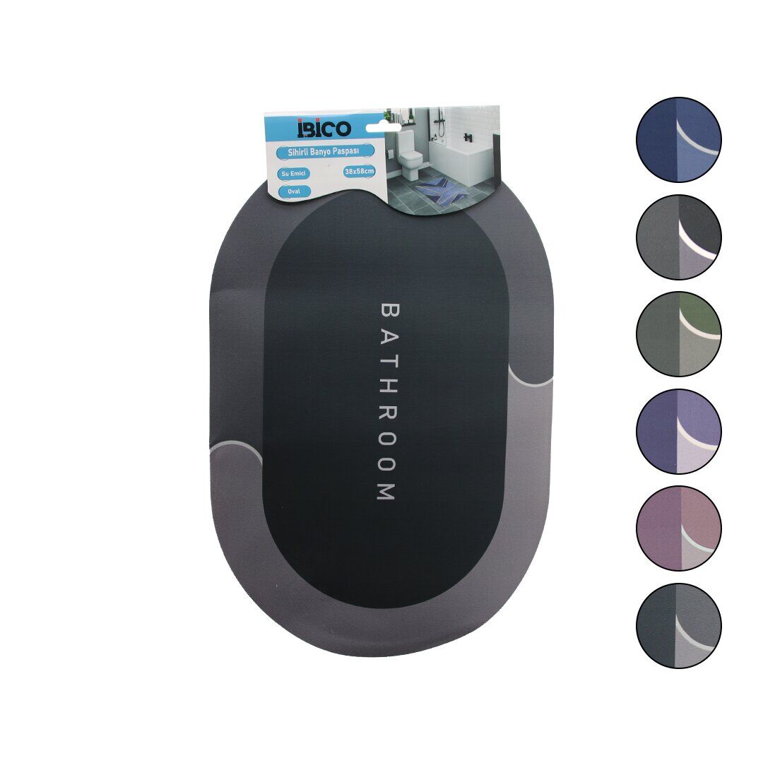 İBİCO İ21-007 ( OVAL & MAT RENKLER ) ( 38X58CM ) ( SU EMİCİ & SİHİRLİ ) BANYO PASPASI ( ELASTİK )*100