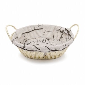 İBİCO İ22-383 ( OVAL ) ( RENKLİ DESEN BEZLİ ) ( İP HASIR ) EKMEK SEPETİ ( KULPLU & METAL İSKELET ) & ÇOK AMAÇLI SEPET 28X22CM*100