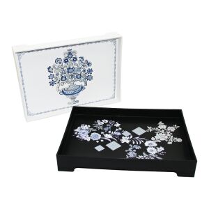 HARMONY TİME AS-126  HT-028.04 JAPON GÜLÜ DESENLİ ( DİKDÖRTGEN ) AYAKLI TEPSİ ( 31X21CM )*12=K