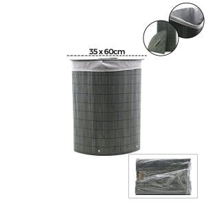 İBİCO İ21-105 ( GRİ ) ( ÜÇGEN ) ( 35X60CM & Y:60CM ) ( BAMBU AHŞAP ) KİRLİ ÇAMAŞIR SEPETİ ( SEYYAR KAPAKLI ) ( KUMAŞ ÇANTALI ) ( İP KULPLU )*12
