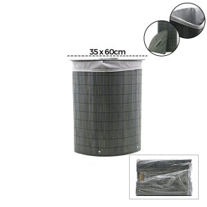 İBİCO İ21-105 ( GRİ ) ( ÜÇGEN ) ( 35X60CM & Y:60CM ) ( BAMBU AHŞAP ) KİRLİ ÇAMAŞIR SEPETİ ( SEYYAR KAPAKLI ) ( KUMAŞ ÇANTALI ) ( İP KULPLU )*12