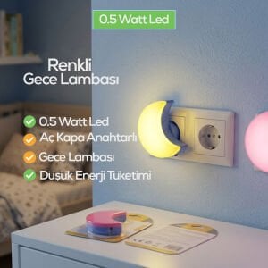 SOFTLED-6975 ( AY ) GECE LAMBASI RENKLİ ( 0.5W & 3 LED )*10X24