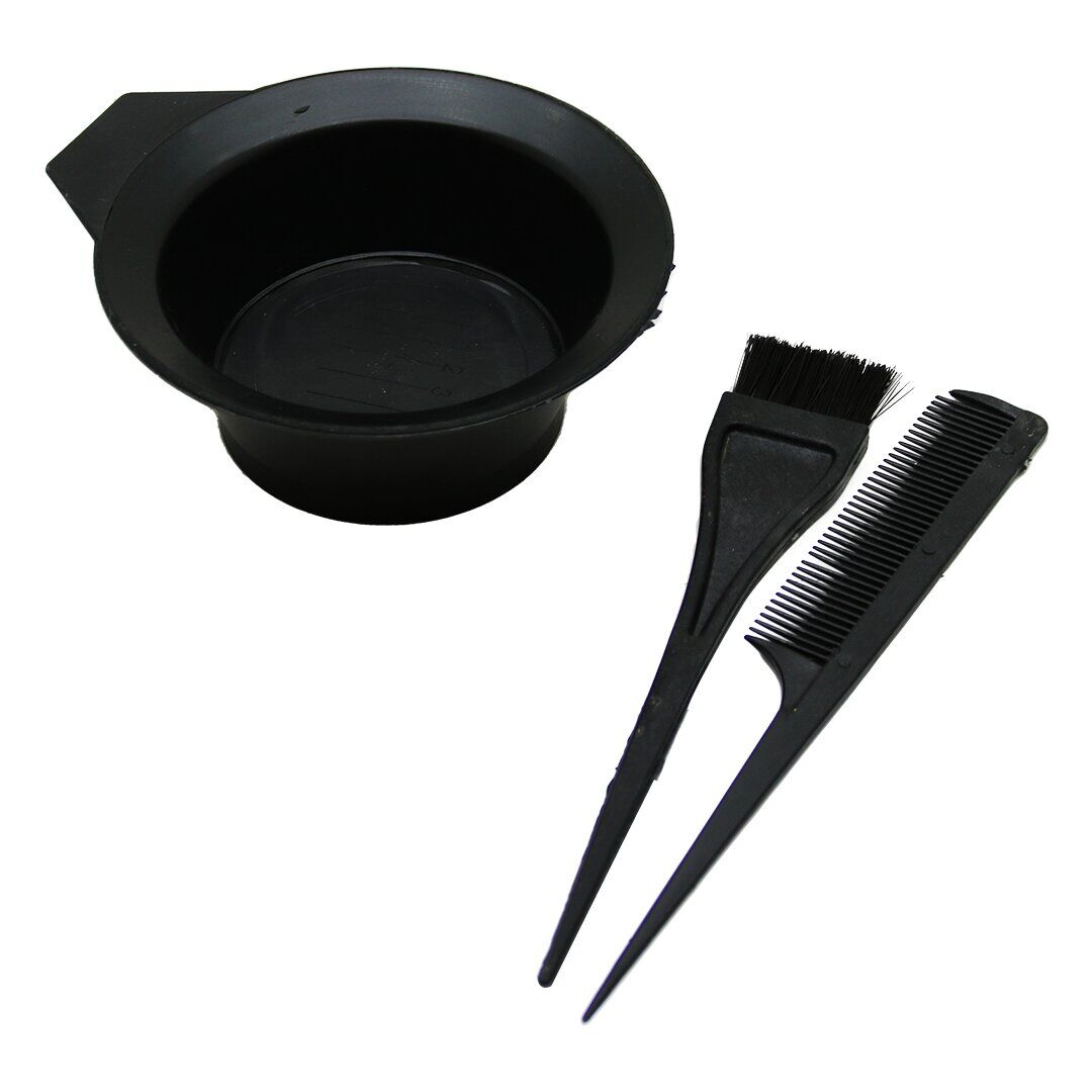 HELMAX HM-012 EGESİR WETTO MERRYS SOLİNGEN İP-123 ( 3PCS ) SAÇ BOYAMA SETİ ( TARAK & FIRÇA & KASE ) ( SİYAH PLASTİK )*10X20