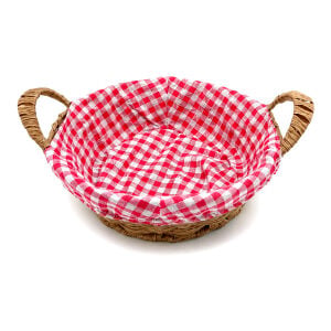İBİCO İ22-387 ( YUVARLAK ) ( RENKLİ BEZLİ ) ( AHŞAP HASIR ) EKMEK & ÇOK AMAÇLI SEPET 28CM*36