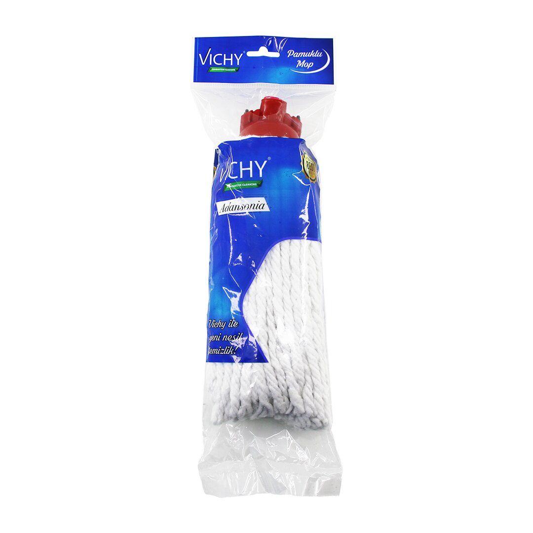 VICHY BP-102 ( BÜYÜK ) ( KLASİK SAP TUTACAK ) ( ÖRGÜLÜ İPLİ = 27CM ) PÜSKÜL PAMUK MOP*50