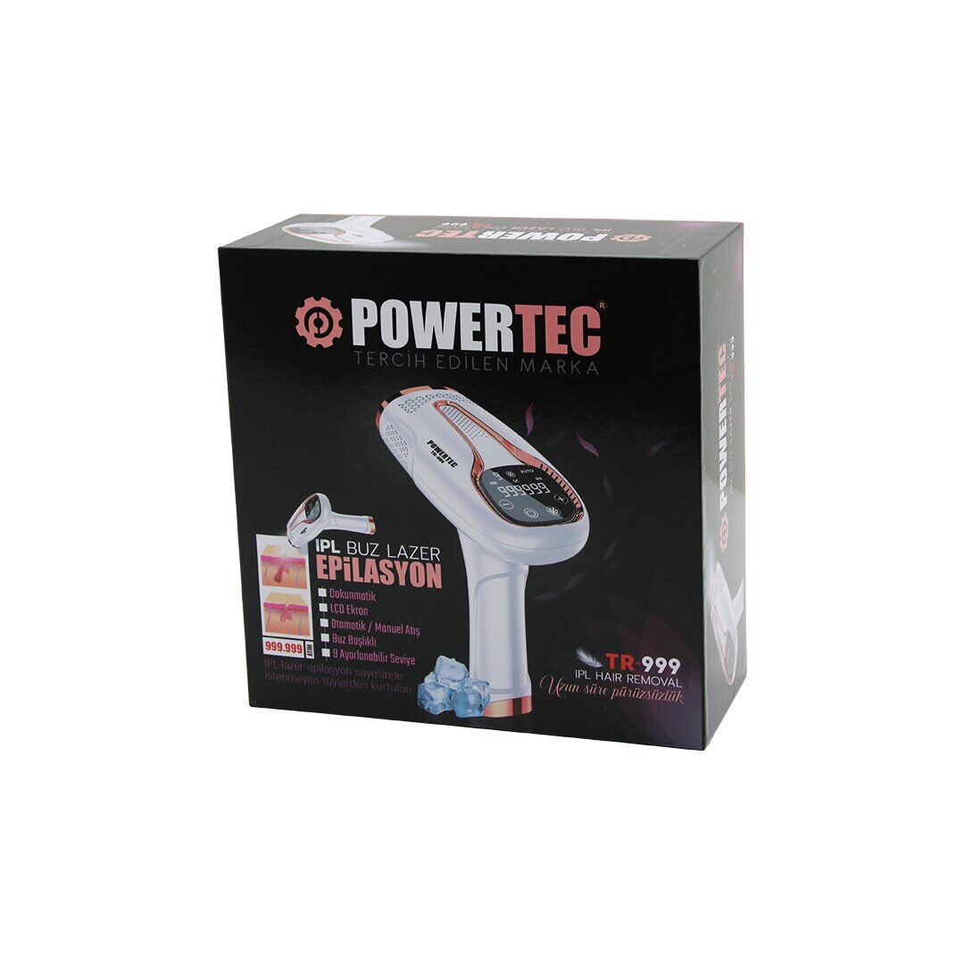 POWERTEC TR-999 ( IPL BUZ LAZER ) EPİLASYON CİHAZI ( FİŞLİ ŞARJLI ) (DOKUNMATİK LCD EKRAN) (36W) (9-SEVİYE AYARI) (OTOMATİK & MAUEL)*20