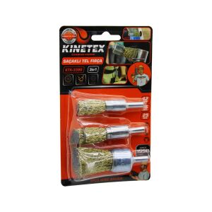 KINETEX KTX-3390 ( 3PCS SET ) SAÇAKLI TEL FIRÇA ( 12MM & 16MM & 25MM ) ( MATKAPA TAKILABİLİR )*10X24