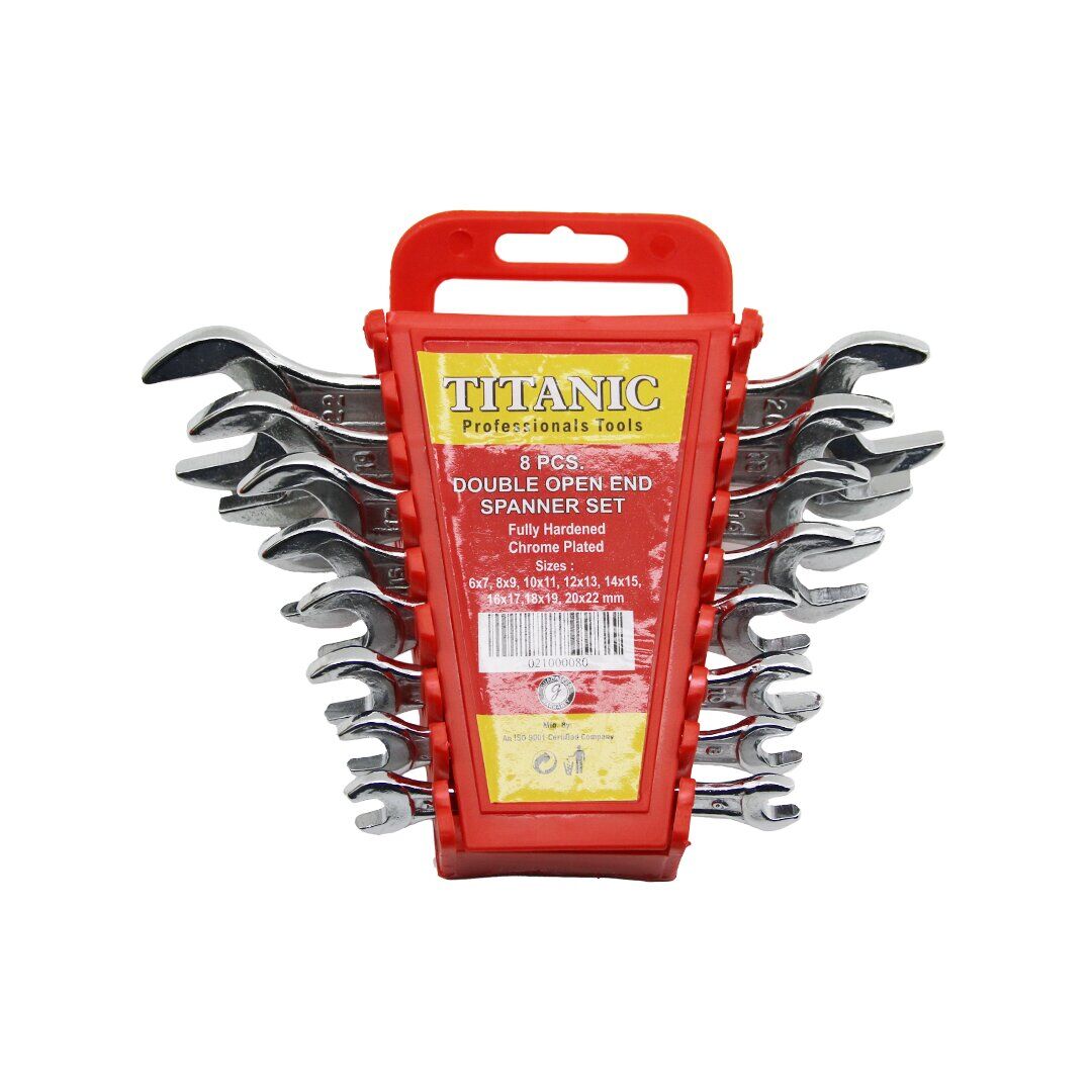 TITANIC TOOLS (8PCS) (6-22MM) AĞZI AÇIK ANAHTAR TAKIMI ( PLASTİK STAND TAŞIMA APARATLI )*4X1