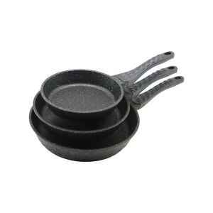 KRT-1040 ( 3PCS ) DÖKÜM TAVA SETİ ( 20-24-28CM ) ( KABARTMA PİRAMİT DESENLİ BAKALİT SAP=18.2CM ) ( POŞETLİ AMBALAJ )*10