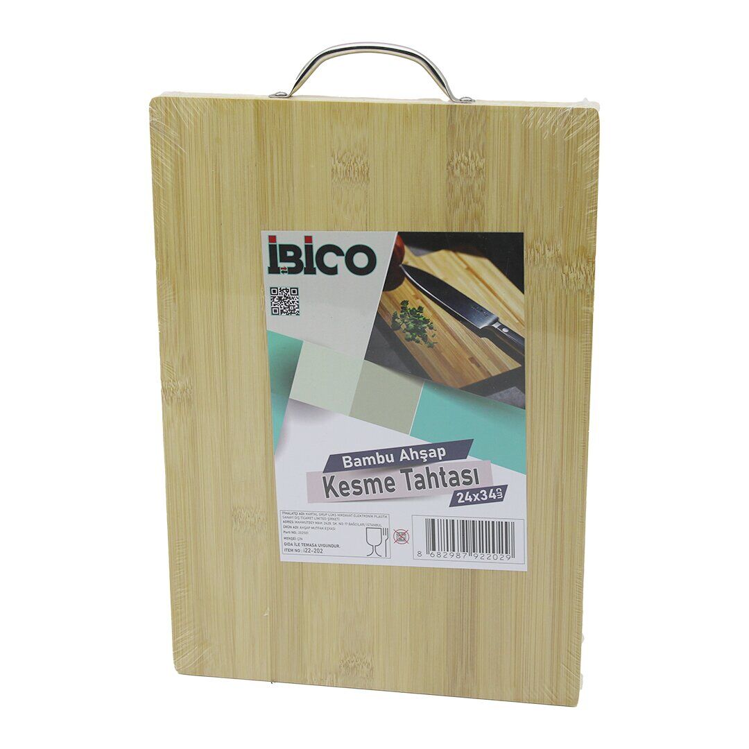 İBİCO İ22-202 ( 24X34 X 1.7CM ) LUX AHŞAP BAMBU KESİM PANOSU & KESME TAHTASI ( METAL KULPLU )*30