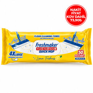 FRESHMAKER ( 50PCS ) ( LİMON ) ( MOP HAVLU ) ( 4 XLARGE ) ISLAK MENDİL ( 20X34.5CM )*6=K