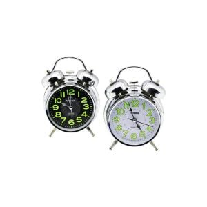 WISON TWIN BELL WS-101 ( ORTA & ÇAP: 7.3CM ) MASA ÇALAR SAAT ( PİLLİ ) ( FOSFORLU RAKAMLAR )*100