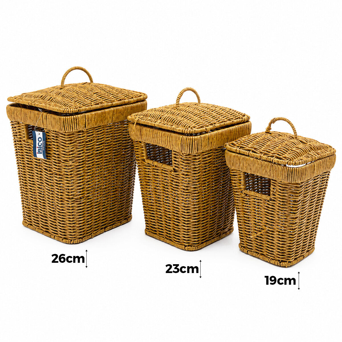 İBİCO İ22-406 ( 3 BOY ) ( KARE ) ( METAL İSKELET ) PLS.HASIR ORGANİZER SEPET ( KAPAKLI ) (22X25X28CM)*6=K
