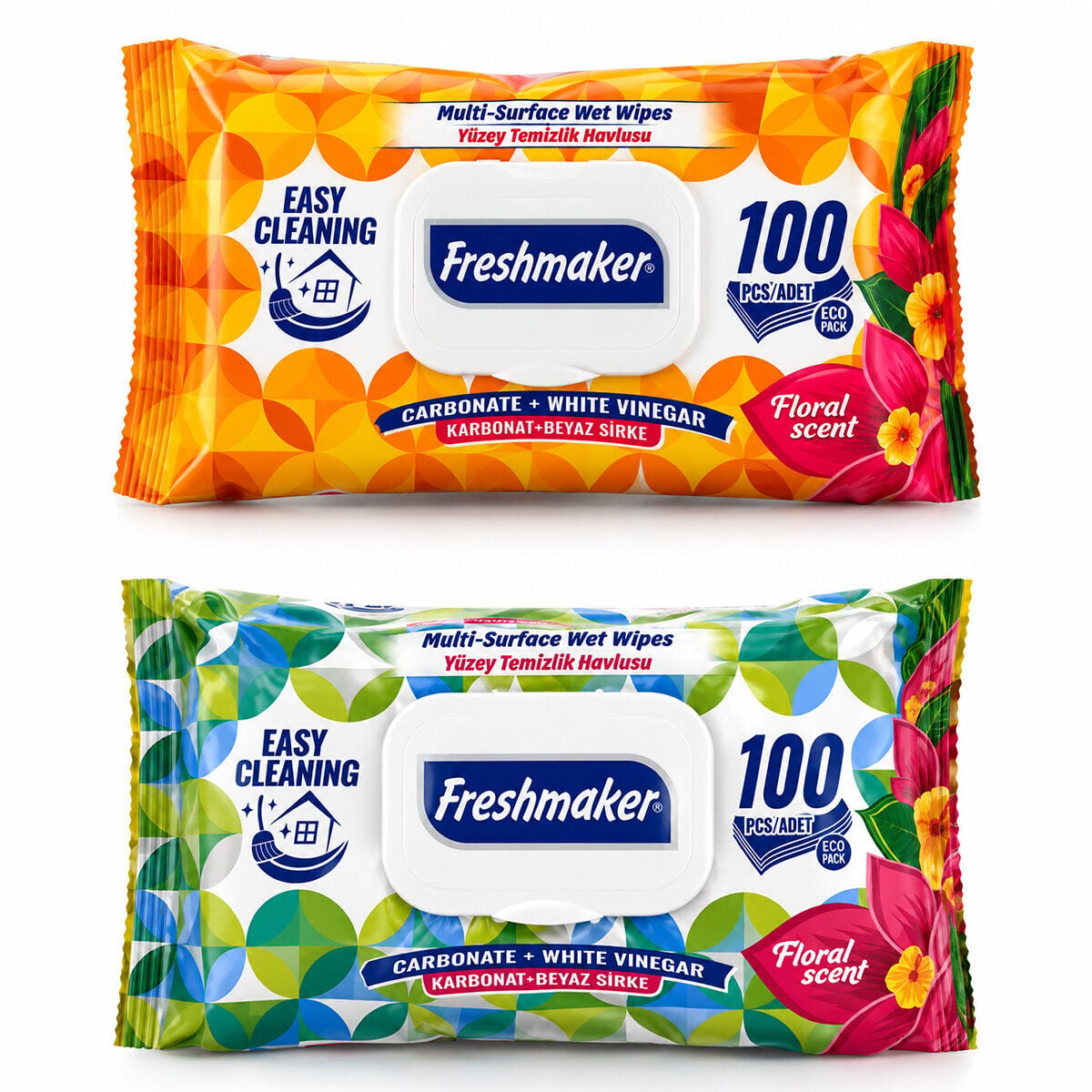 FRESHMAKER ( 100PCS ) ( EKO ) ( KARBONAT & BEYAZ SİRKE ) YÜZEY TEMİZLİK HAVLUSU*12=K