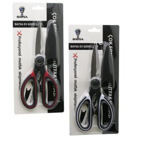 BAYSA-1294 ( 4IN1 ) ( ÇOK AMAÇLI ) MUTFAK MAKASI ( 20CM ) ( KIRACAK & AÇACAK & KESİCİ & MAKAS ) (MAKAS AĞZI PLS.KILIF KAPAK)*12X20