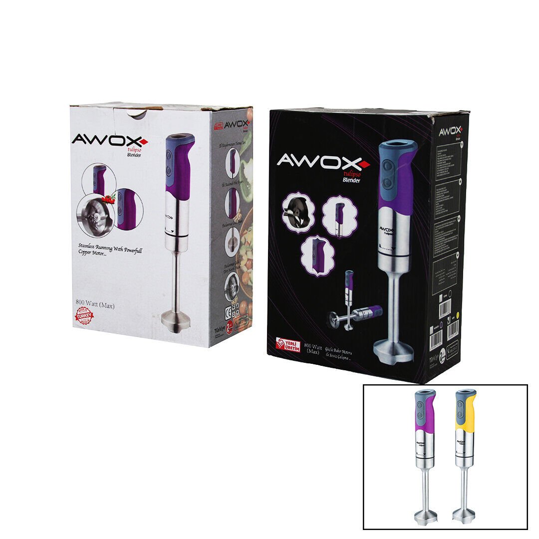 AWOX ( TULİPSO ) ELEKTRİKLİ ÇELİK UÇLU ( ÇUBUK BLENDER ) KROM & RENKLİ 800W*14