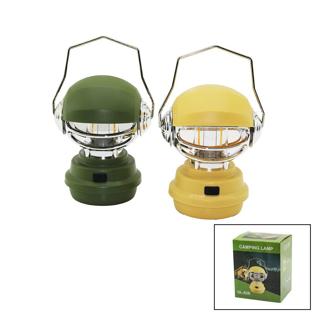 CAMPING LAMP GL-628 ( ROBOT KAFA MODELİ ) ( FANUS ) KAMP & BAHÇE FENER (USB ŞARJLI) (3-KADEME IŞIK AYARI) (RENKLİ PLS.)*60
