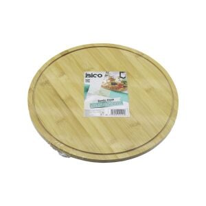 İBİCO İ22-225 ( YUVARLAK=29.7CM ) ( 360° DÖNER TABLALI ) AHŞAP BAMBU SUNUM TEPSİSİ TAHTASI & MİNİ SOFRA ( KANALLI KENAR )*24