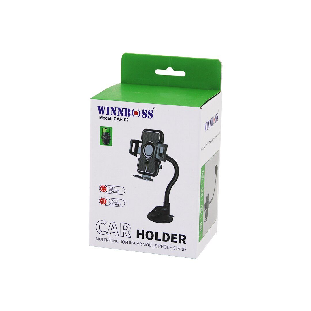 WINNBOSS CAR-02 ARAÇ & OTO TELEFON TUTUCU (360° EĞİLİP BÜKÜLEN AKROBAT KOL) (VANTUZLU & OYNAR BAŞ& GENİŞLİK AYARI)*100