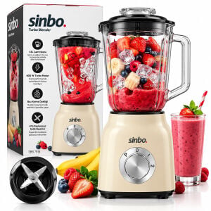 SİNBO SHB-7516 ( KREM ) TURBO EL BLENDER SETİ ( DOĞRAYICI & MİKSER & BLENDER ) ( 600W ) ( 2 KADEME HIZ ) ( 1.5LT CAM HAZNE )*4