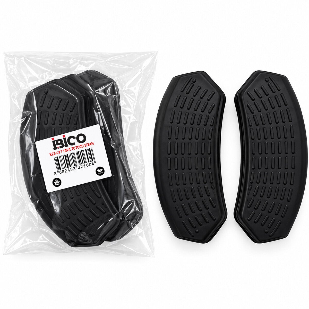 İBİCO K22-017 ( 2PCS ) ( SİYAH ) SİLİKON TAVA TUTUCU ( TUTAMAÇ )*24X15