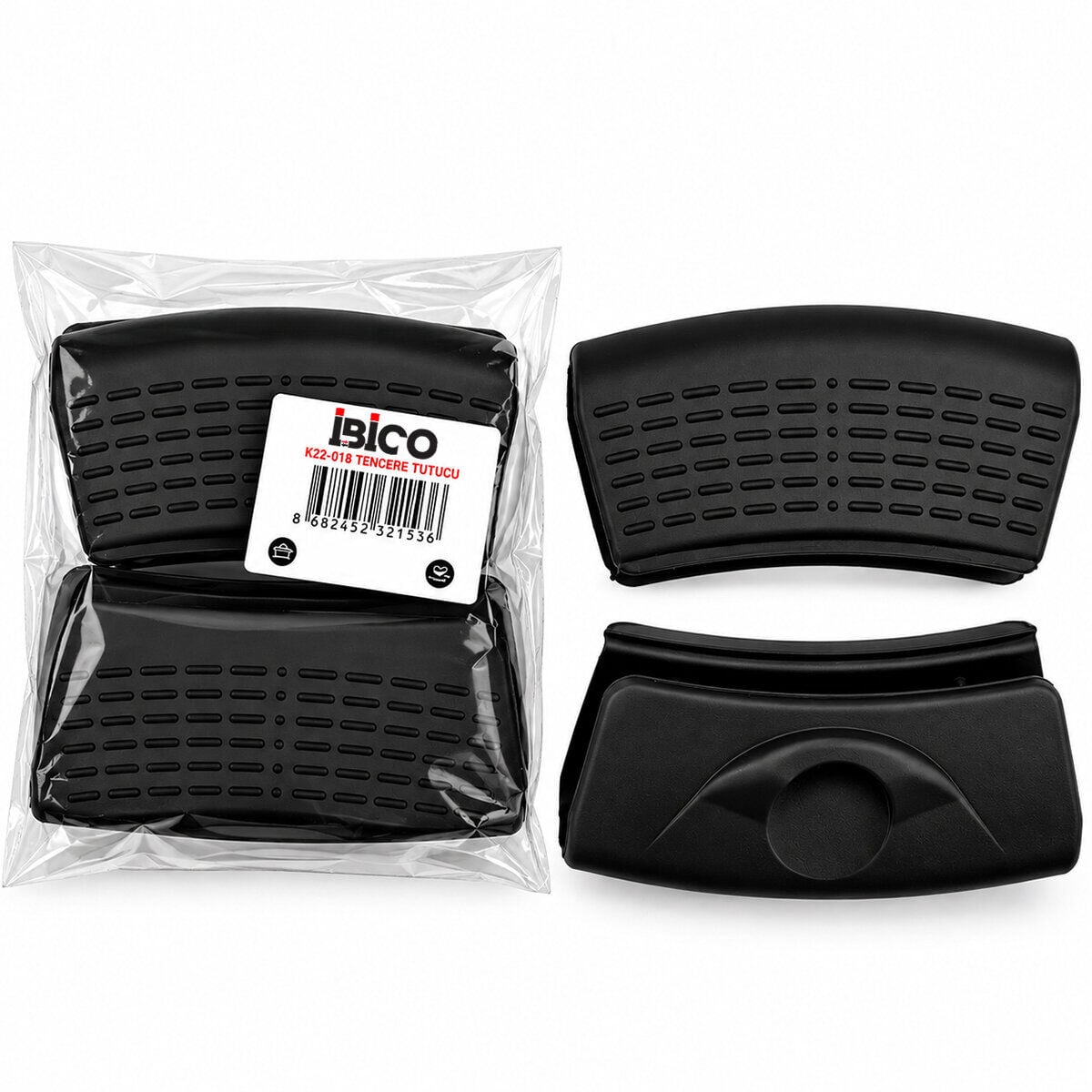 İBİCO K22-018 ( 2PCS ) ( SİYAH ) SİLİKON TENCERE TUTUCU ( TUTAMAÇ )*24X10