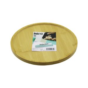 İBİCO İ22-234 ( YUVARLAK=24.5CM ) ( AYAKLI=4CM ) ( KENARLI YÜZEY ) AHŞAP BAMBU SUNUM TEPSİSİ & MİNİ SOFRA*24