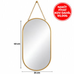 İBİCO İ15-087 ( GOLD ÇERÇEVELİ ) DEKORATİF DUVAR AYNA ( İP ASKILI ) ( 24X40CM )*18=K