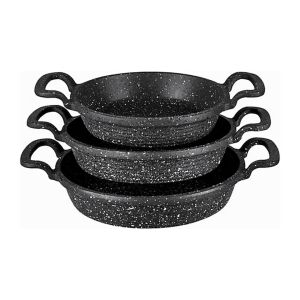 KRT-1037 ( 3PCS ) ( DÖKÜM ) ( SAHAN=ÇİFT KULP ) TAVA SET ( 18-20-22CM ) ( POŞETLİ )*25