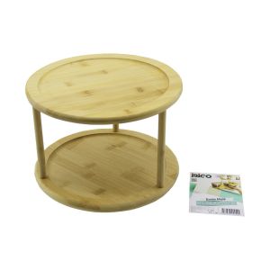İBİCO İ22-250 ( 2 KATLI ) ( YUVARLAK=24.5CM ) ( 360° DÖNER TABLALI ) AHŞAP BAMBU SUNUMLUK & MİNİ SOFRA*20