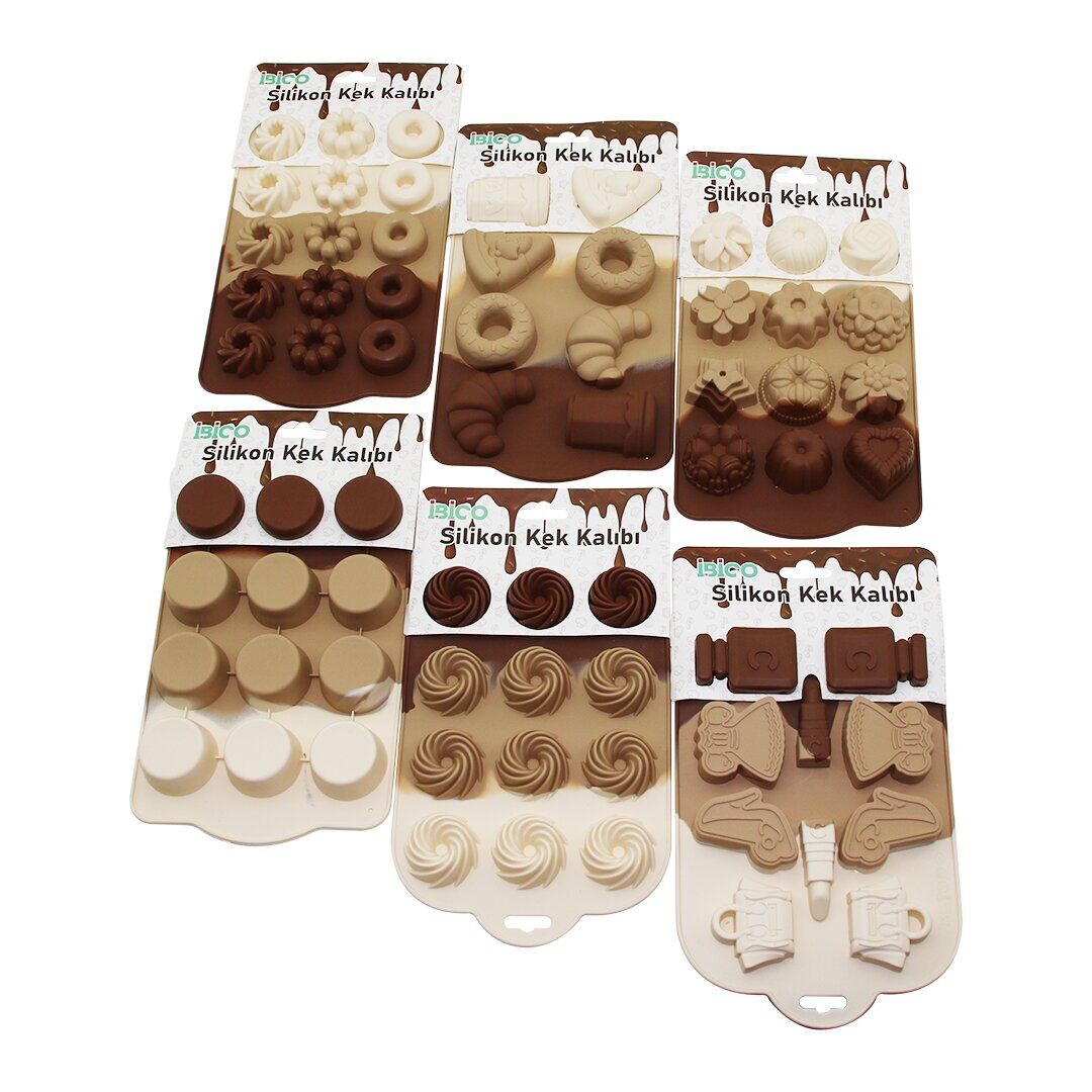 İBİCO İ22-003 (ÇİÇEK & DONUT& GİYSİ& DÜZ& KLASİK& RÜZGAR GÜLÜ& BUBBLE) (8-10-12-15-Lİ & MİNİ ) (SİLİKON) MUFFİN KEK KALIP*10X12