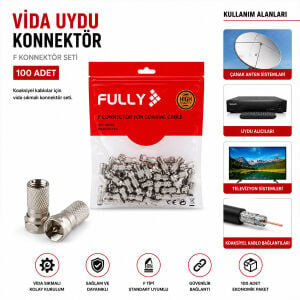 FULLY E-320A ( EF ) ( VİDA ) ( 100PCS ) UYDU KONNEKTÖR*1X100