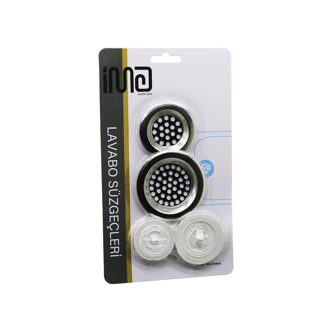 İM@-6391 ( 4PCS ) LAVABO SÜZGEÇ & TIPA SETİ ( 2AD - METAL SÜZGEÇ & 2AD - PLASTİK TIPA )*10X30