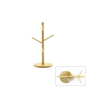 İBİCO İ22-318-319 ( MİX ALTLIK =YUVARLAK & KARE ) BARDAK & FİNCAN ASACAK ( BAMBU & AHŞAP ) 35CM*60