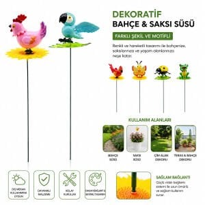 ALV-1212 DEKORATİF BAHÇE & SAKSI SÜSÜ ( RÜZGARDA SALLANAN YAYLI HAYVAN FİGÜR MİX )*48X10