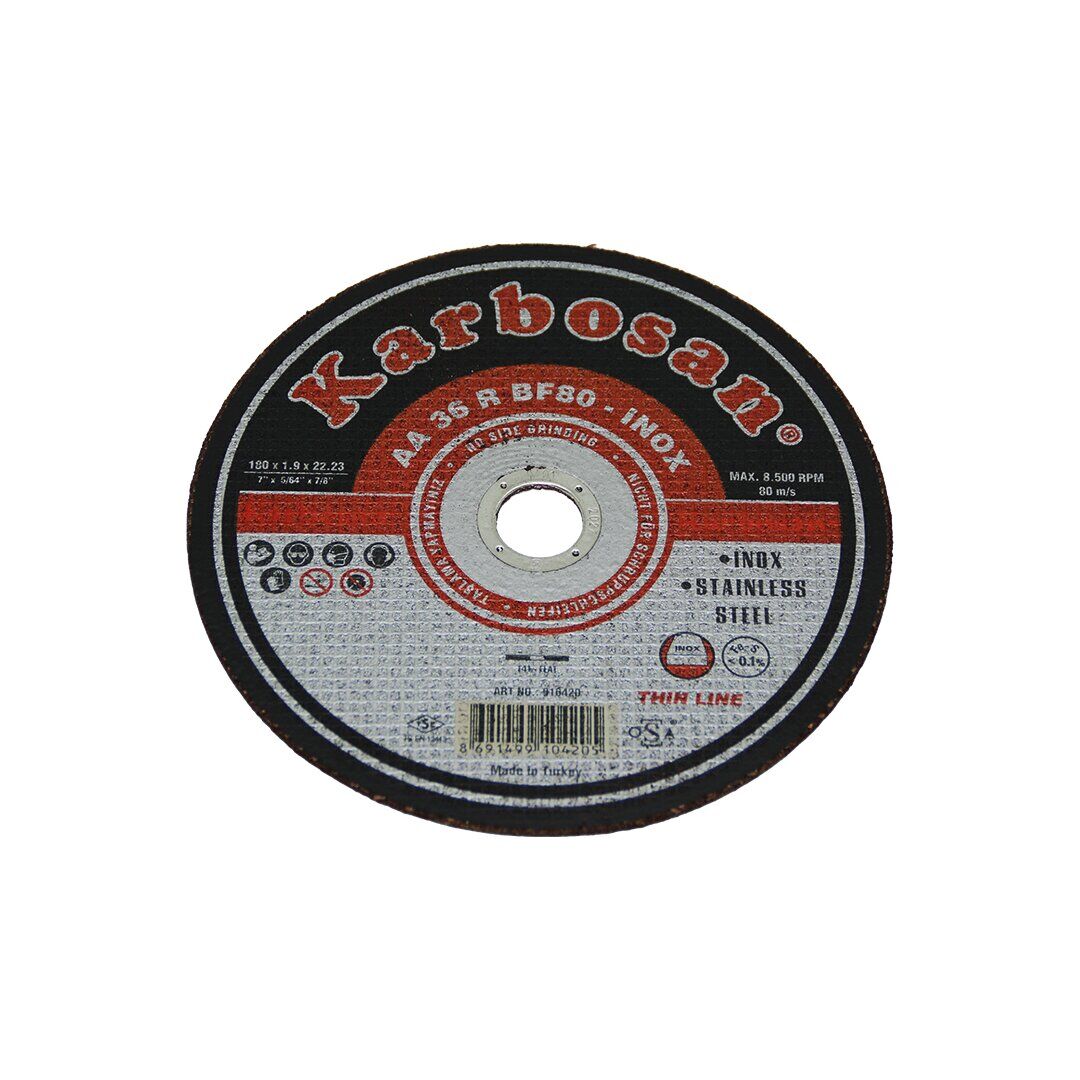 KARBOSAN-10420 İNOX METAL KESİCİ DİSK 180MMX1.9X22 ( SPRAL TAŞI )*150